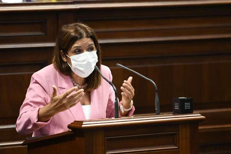 Carmen Hernández, durante una intervención en el Parlamento canario (Foto TA)
